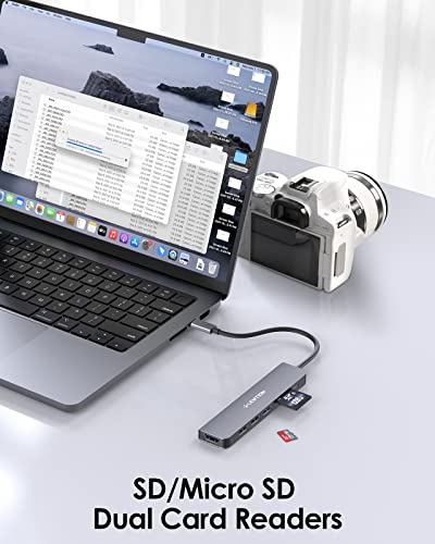 LENTION 7-in-1 USB C Hub, 4K@60Hz HDMI, 100W PD, Card Reader, USB 3.0 & 2.0 | Plug and Play, Stable Driver 3.0 Certified, for macOS, iOS/iPadOS, Windows & ChromeOS (CB-CE18, Space Gray) - color: Space Gray