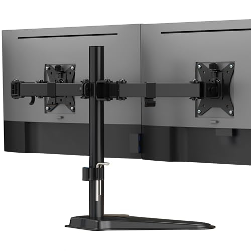 Mount-It! Dual Monitor Desk Stand Mount for 2 Screens VESA 75x75 & 100x100 | For Monitors up to 32”, Height Adjustable with Tilt, Swivel & Rotation - color: Black