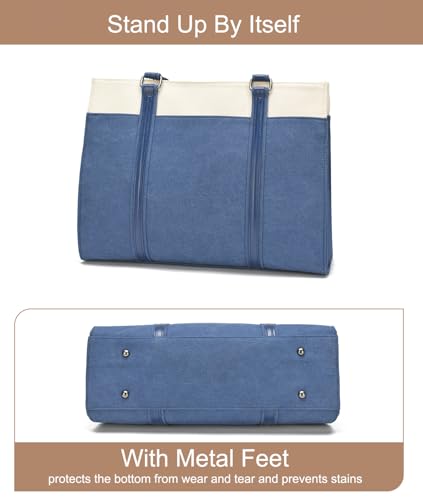 Laptop Tote Bag for Women 15.6 Inch, Large Work Bag with 10 Pockets - color: Blue