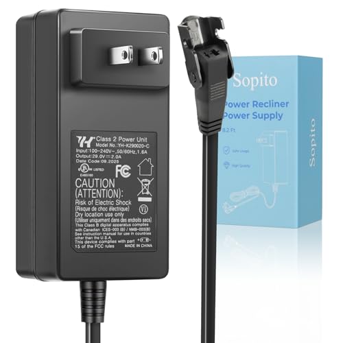 Sopito 2-Pin Power Reliner Power Supply Universal AC/DC Adapter 100-240V, 29V 2A Switching Transformer, Replacement Part for Recliner Sofa/Lift Chair/Electric Couch/Standing Desk - size: Wall Mount Adapter