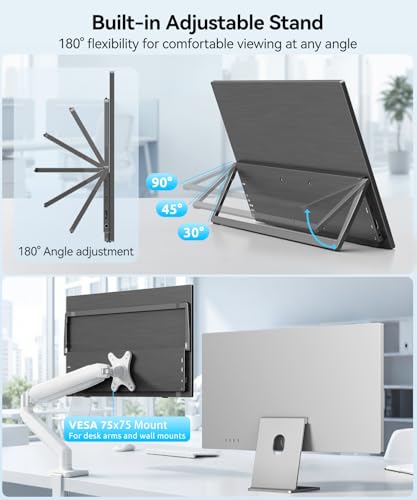 Wireless Portable Monitor for Laptop, 15.6" Portable Monitor with Battery | 1080P FHD Second Screen for Home & Office, AirPlay & Miracast Casting, No Cables or Drivers Needed