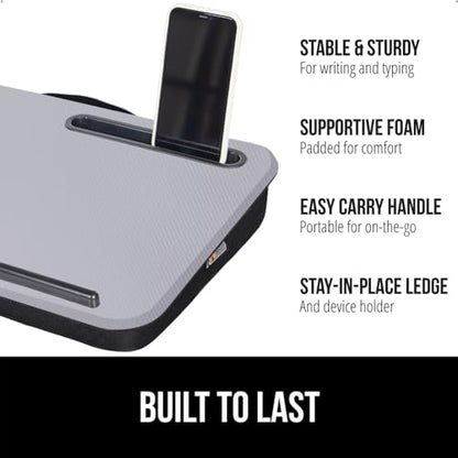 Gorilla Grip Cushion Lap Desk and Gel Memory Foam Wrist Rest, Lap Desk Fits 15 Inch Laptop, Comfortable Foam, Wrist Rest Includes Mousepad Rest, Both in Gray, 2 Item Bundle