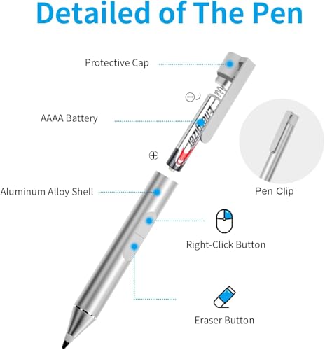 Active Stylus Pen for Dell 2 in 1 Laptop for Latitude 5285 5289 5290 7285 7390 7400, Inspiron 7420 7425, XPS 15 9570, Computer Touchpad Stylus (Check The Compatible List Before Purchase)