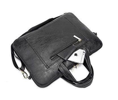 Kinmac 360° Protective Waterproof PU Leather Laptop Shoulder Messenger Sleeve Briefcase case Bag (13 inch-14 inch, Black PU) - color: Black Pu, size: 13 inch-14 inch
