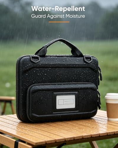 Fintie Shockproof Sleeve Case for MacBook Neo (A3404, 2026), Black | Protective Carrying Cover with Handle, Detachable Shoulder Strap, Accessory Pocket, ID Slot, Water-Resistant Bag