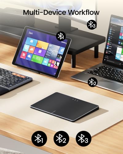 ProtoArc T1 Plus Bluetooth Trackpad for Win 11/10, Black | Large 6.4" touch surface, supports 3-device switching via Bluetooth. No USB receiver needed. Rechargeable and Multi-Gesture. - color: Black