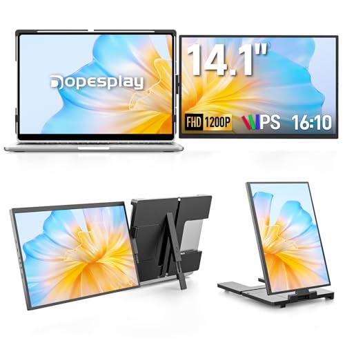 Dopesplay Laptop Screen Extender, 14" FHD 1200P IPS External Portable Monitor for Laptop, Plug & Play Dual Screen Monitor for 14"-17" Laptops, Compatible with Mac, Wins, Chrome, Android, Dex - size: 14.1