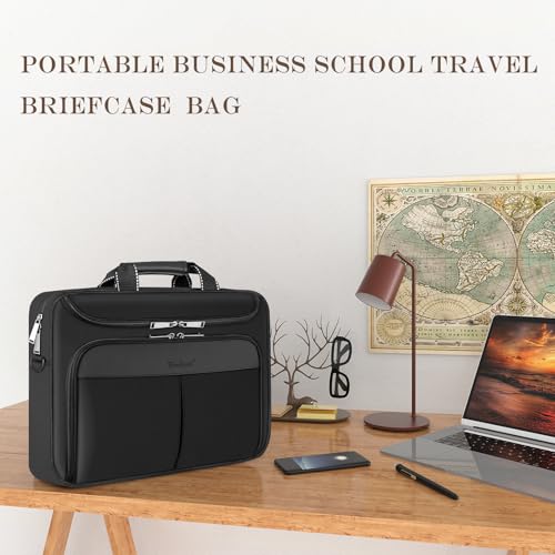17-17.3 inch Laptop Briefcase with Reinforced Shoulder Strap | Waterproof Messenger Bag for Men Padded Handle, Business Travel Laptop Bag, Compatible with HP ZBook ThinkPad DELL Inspiron - size: 17"-17.3"