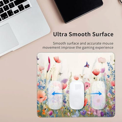 Pink Floral Rose Flowers Plants Gaming Computer Keyboard Cute Mouse Pad with Anti-fray Stitching, Premium-Textured Alfombrilla para Mouse with Non-Slip Rubber Base, 10 x 12 inch - color: Pink Floral Rose Flowers Plants