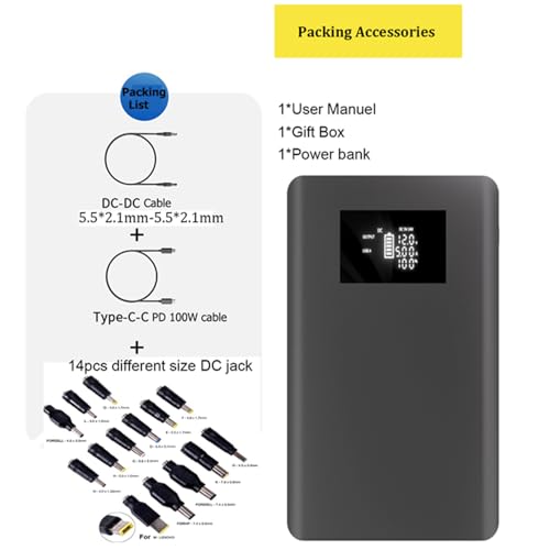 USB Type C PD 100W Portable Laptop Charger Power Bank Battery Pack DC Output 5V 7.4V 9V 12V 15V 16V 16.5V 18V 19V 19.5V 20V 24V 3A 4A For Macbook DELL HP Lenovo Steam deck Led Strip Tablet CPAP