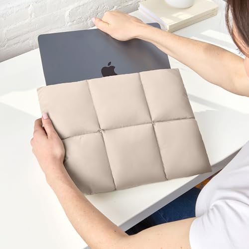 Vandel Puffy Laptop Sleeve 13 inch - 14 inch Waterproof Laptop Sleeve Case, Compatible with 13 inch MacBook Air/Pro 13 / MacBook Pro 14, iPad Pro 12.9, 13.3 in HP Dell, Air Case, Computer Bag Cover - color: q. Grid Sand