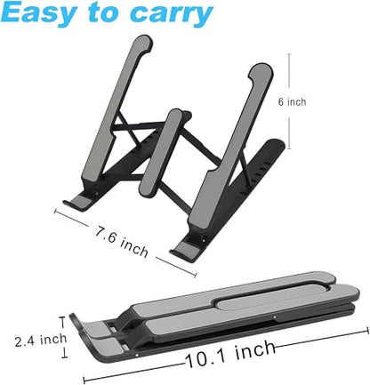 Adjustable Laptop Stand, Ergonomic Laptop Riser for Desk, Foldable & Portable Computer Stand Compatible with MacBook Air Pro, Dell, HP, Lenovo, All 10-17.3” Laptops - Black - color: Black