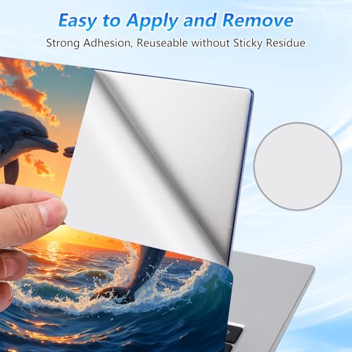 Universal Laptop Skin Sticker Decal with 2 Wrist Pad Skins, Waterproof Scratch Vinyl Cover for 11–15.6 Inch MacBook, HP, Dell, Lenovo, Cutable & Reusable,Dolphin Heart Sunset - color: Dolphin Heart Sunset