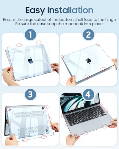 Fintie Case for MacBook Air 13 inch A3449/A3240/A3113/A2681 2022-2026 | M2/M3/M4/M5, Snap On Hard Shell, Full Port Access, Easy On/Off, Lightweight, Sky Blue - color: Letter