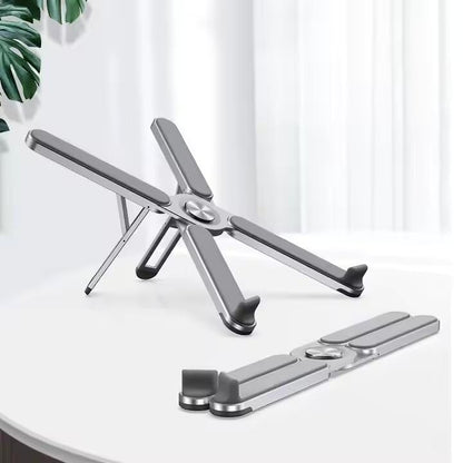 Foldable & Portable Laptop Stand for Desk, Light Weight Alloy Silicon, Ergonomic Aluminum Riser with 7 Adjustable Heights, Compatible with Laptop 10-16' and Tablet - color: moonlight silver