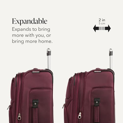SWISSGEAR Sion Softside Expandable Spinner Luggage Durable Lightweight Travel Suitcase, Merlot, Checked-Medium - color: Merlot, size: Checked-Medium