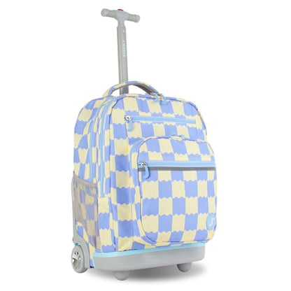 J World Sundance Laptop Rolling Backpack for Girls Boys. Roller Bookbag with Wheels, 20 Inch, Wiggle Blue - color: Wiggle Blue