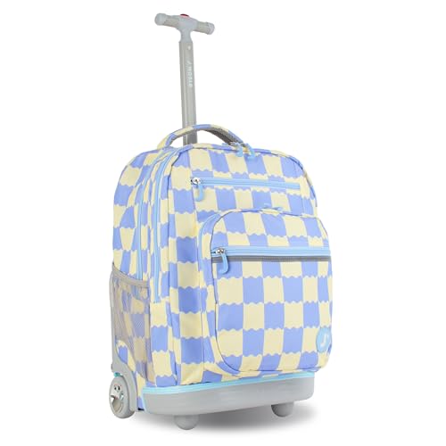 J World Sundance Laptop Rolling Backpack for Girls Boys. Roller Bookbag with Wheels, 20 Inch, Wiggle Blue - color: Wiggle Blue