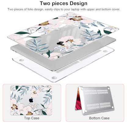 Compatible with MacBook Air 13 inch Case 2021 2020 2019 2018 M1 A2337 A2179 A1932 with Retina Display & Touch ID, Pattern Plastic Hard Shell Case Keyboard Skin Cover, Pink Peonies & Lilies - color: Pink Peonies & Lilies