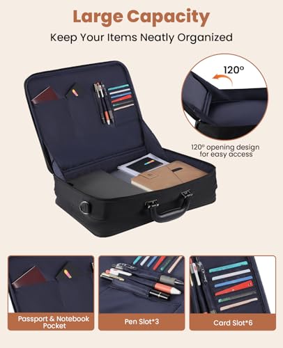 Jetviivid Laptop Briefcase for Men, 15.6-16 inch Lightweight Attache Case | 120° Opening Design,Professional Business Work Bag Computer Carrying Case