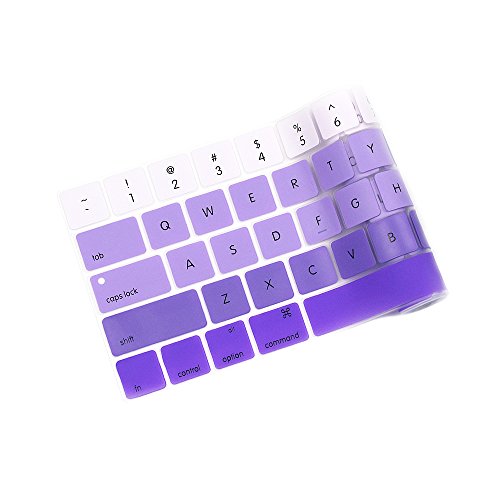 ProElife Premium Keyboard Cover Ultra Thin Keyboard Protector Skin for MacBook Pro with Touch Bar 13-inch 15-inch (Model A2159, A1989, A1990, A1706, A1707) (2019 2018 2017 2016) (Ombre Purple) | Ombre Purple, Ultra-Thin (0.26 mm), Silicone Protective Skin