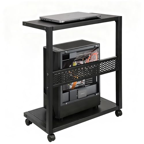 Bfttlity Large Computer Tower Stand 2-Tier Metal PC Stand for Floor Carpet | Under Desk Mobile CPU Stand for Most Computer Towers, 17.52"L x 27.16 "H - size: Extra Large-Black