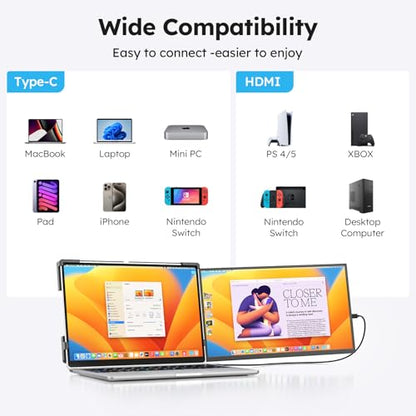 Dopesplay Laptop Screen Extender, 15.6" FHD 1080P IPS External Portable Monitor for Laptop, Plug & Play Dual Screen Monitor for 13"-17" Laptops, Compatible with Mac, Wins, Chrome, Android, Dex - size: 15.6"