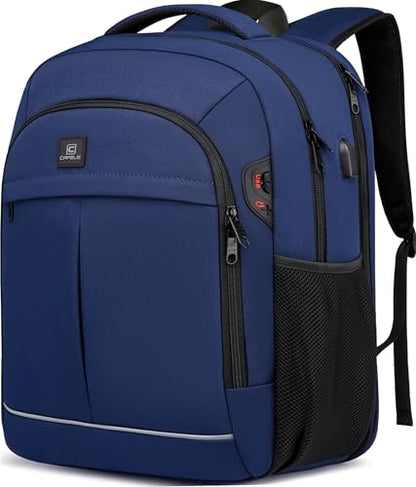 CAFELE 17.3 Inch Laptop Backpack with USB Charging Port, TSA-Friendly & Water-Resistant College Bookbag for Men and Women (Blue) - color: 17.3 Inch-blue
