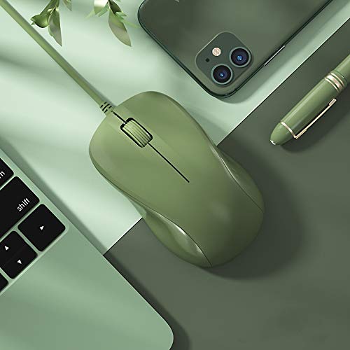 USB Silent Wired Computer Mouse with Easy Click for Office and Home, 1200DPI, Premium and Portable, Compatible with Windows PC, Laptop, Desktop, Notebook (Green) - color: Green