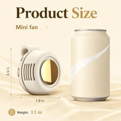 Portable Clip-On Fan, Mini Bladeless Waist Fan, 5100RPM 25dB Ultra-Quiet 3-Speed Rechargeable Small Whirlwind Fan, Hands-Free Personal Cooling for Outdoor Travel Office Camping with USB-C - color: White