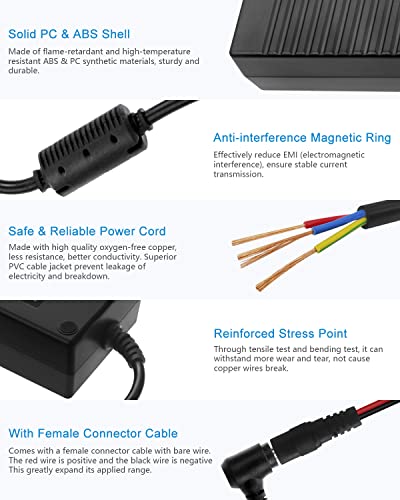 ALITOVE 12V 10A Power Supply 120W 13.4FT DC 12 Volt Transformer 10Amp 8A | AC Adapter 100-240V 50-60Hz to 12V Power Supply with 5.5x2.5mm/2.1mm DC Plug, for LED Strip Light CCTV Camera PC Monitor - size: 1 Pack (13.4FT Version)