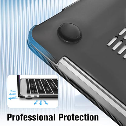 Fintie Case for MacBook Air 13 Inch A2337/A2179/A1932, Frost Black | Air 13.3'', 2018-2022, M1, Snap-On Shell Cover, Full Port Access, Easy On/Off, Lightweight - color: Frost Black