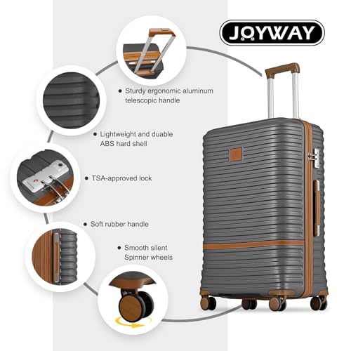 Joyway Expandable Carry on Luggage Sets Airline Approved, Lightweight Hard Shell 20 Inch Carry-on Suitcase with Spinner Wheels - color: Grey, size: Carry on luggage