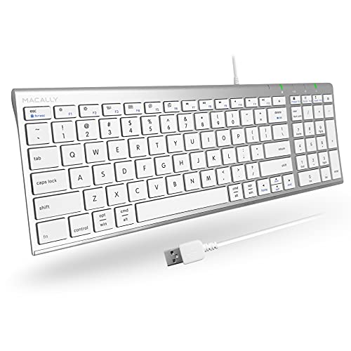Macally Wired Keyboard for Mac, Compatible Apple Keyboard with Numeric Keypad - Slim, Space-Saving Design for MacBook Pro/Air Laptop, Mac mini, iMac Replacement