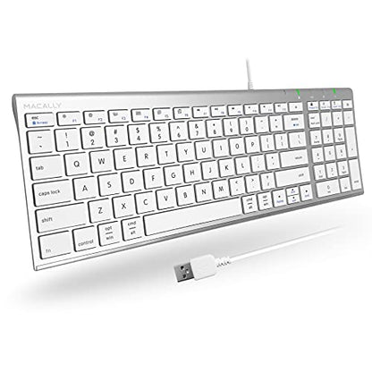 Macally Wired Keyboard for Mac, Compatible Apple Keyboard with Numeric Keypad - Slim, Space-Saving Design for MacBook Pro/Air Laptop, Mac mini, iMac Replacement