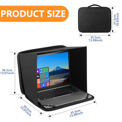 HoYiXi Universal Foldable Laptop Sun Shade & Privacy Shield - Fits 12-14 inch Laptop - Blocks Sunlight, Protects Privacy, Working Outdoor Travel,Anti - Glare,Laptop Sleeve Bag,(Patent Pending)-Black - size: 12-14 Inches
