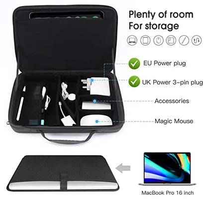 Smatree Hard Laptop Shoulder Bag for 16 inch MacBook Pro M4 2024/M3 2023, 13 inch iPad Pro M5 2025/11 inch iPadPro M5 2025/13 inch iPad Air M3 2025, 15 inch Dell XPS 15 9510 (Fit US/EU/UK Power Plug)