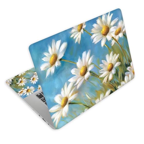 Universal Laptop Skin Decal, 3-Piece Vinyl Protector for 12 13 14 15.6" Notebook, Waterproof Anti-Scratch, Easy Trim & Bubble-Free Finish, Field of White Daisies - color: Field of White Daisies