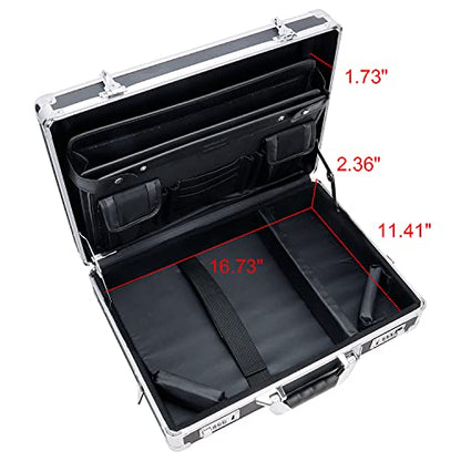 Vaultz Locking Briefcase - 18 x 14.25 x 5 Inch Combination Lock Hard Laptop Case w/Strap - Briefcases for Men and Women - Black
