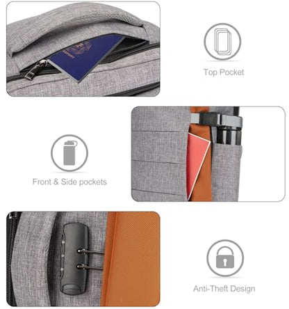 Tzowla 40L Expandable Travel Laptop Backpack for Men Women Carry on Flight Approved,Large Capacity Anti Theft Backpacks with Giant Tumbler Holder Pocket,Personal Item Bag Fit 17.3" Computer（Grey - color: Grey(backpack With 3 Packing Cubes)