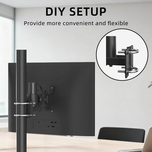 suptek Monitor Bracket Pole Mount Diameter Pole Adjustable Supports 0.8-2.4 Inch, Fits Monitor/TV Screens 13-32 Inch, Load Capacity 22lbs - size: Single Pole Mount