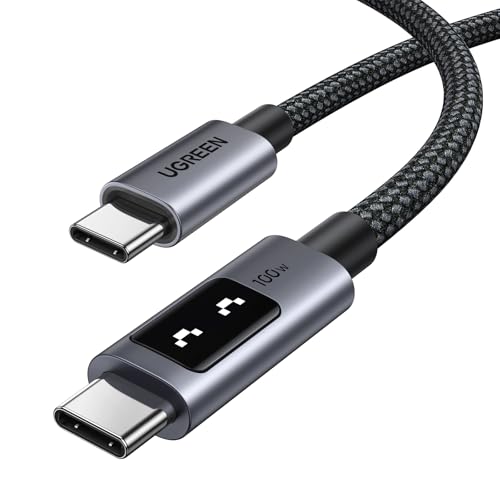 UGREEN Uno USB C Cable 100W with LED Display, Fast Charging, 1.6ft, Black | For iPhone 17/16/15, MacBook Pro/Air, iPad Pro/Air/Mini, Galaxy S26/S25/S24, Dell XPS, Pixel, Switch, and more - color: Black, size: 1.6 FT