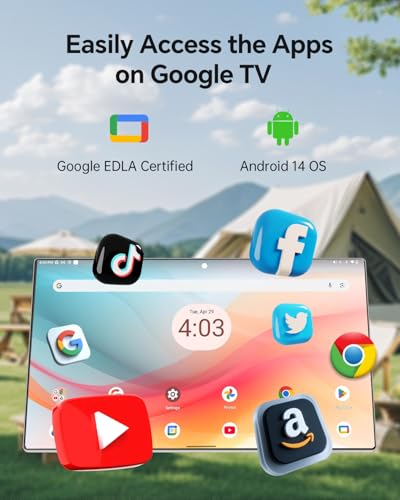 KTC 25 Inch MEGAPAD Portable TV Tablet - Smart Touch Screen Monitor 1080P, Android 14, EDLA-Certificated, 8G+128G Storage, Built-in Camera and Battery for Outdoor Camping Travel, Remote Control, A25Q5 - size: 24.5 inch