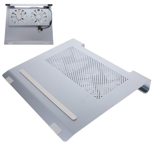 KALLORY Aluminum Alloy Laptop Cooler Stand with RGB LED Fan, Ventilated Cooling Pad for Gaming Notebooks, USB Powered Height Adjustable Support for Desk Use