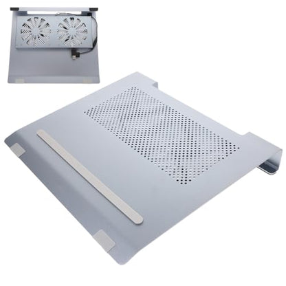 KALLORY Aluminum Alloy Laptop Cooler Stand with RGB LED Fan, Ventilated Cooling Pad for Gaming Notebooks, USB Powered Height Adjustable Support for Desk Use
