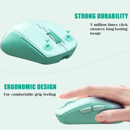 LeadsaiL Bluetooth Wireless Mouse, Rechargeable Dual Mode Computer Mouse with Side Buttons, Ergonomic Design, Silent Click, Adjustable DPI 800-4000, Compatible with MacBook, Windows Computers/Laptop