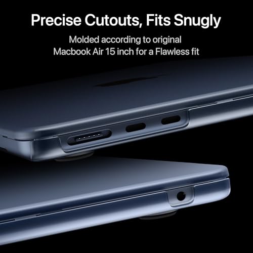 Soonjet for MacBook Air 15 inch Case M5 M4 M3 M2 2026-2023 Mac Laptop Cover | 100% Color Match, Matte Midnight Clear, Anti Fingerprint & Scratch Crack, Protective Hard Shell, Close Seamlessly, Ultra Thin - color: Midnight Clear