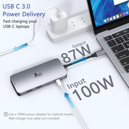 USB C Docking Station Dual Monitor, Laptop Docking Station 3 Monitors Quadruple Display with Dual 4K HDMI, DP, VGA, 100W PD, 3 USB C/A 2.0, Laptop Dock for Dell, Lenovo, HP, Surface - color: 2 HDMI+DP+VGA