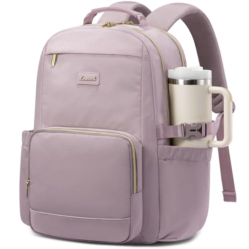 LOVEVOOK Laptop Backpack for Women with Pouch Pocket for Large Capacity Cup,18 Inch Laptop Computer Bag Travel Backpack Purse,Waterproof Work Business Backpack College Teacher Bags,Grayish Purple - color: Grayish Purple, size: 18 Inch