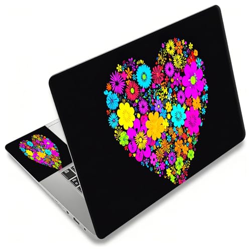 Laptop Skin Sticker Decal, Universal Reusable Vinyl Laptop Cover for 12" 13" 13.3" 14" 15" 15.4" 15.6" Notebook PC, Waterproof Scratch-Resistant with 2 Wrist Pads, Easy to Apply & Remove,Flowers - color: Flowers